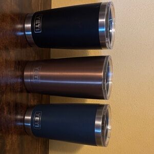 3 piece Yeti Tumbler Trio - Black, blue and gold 20oz